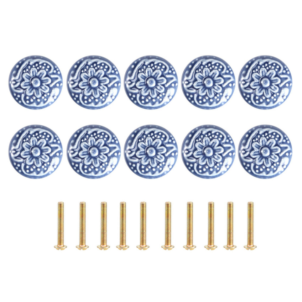 10Pcs Ceramic Cabinet Knobs Vintage Drawers Handles For Kitchen Cupboard Drawer Bookcase Furniture Door (With Screws) 4852404168772