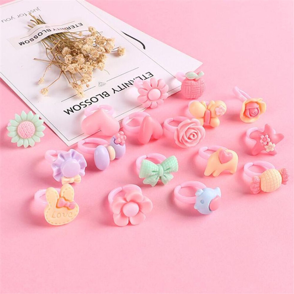 (as the picture, 10Pcs) Children Fashion Candy Color Resin Rings Cute Cartoon Adjustable Finger Ring Jewelry Toy