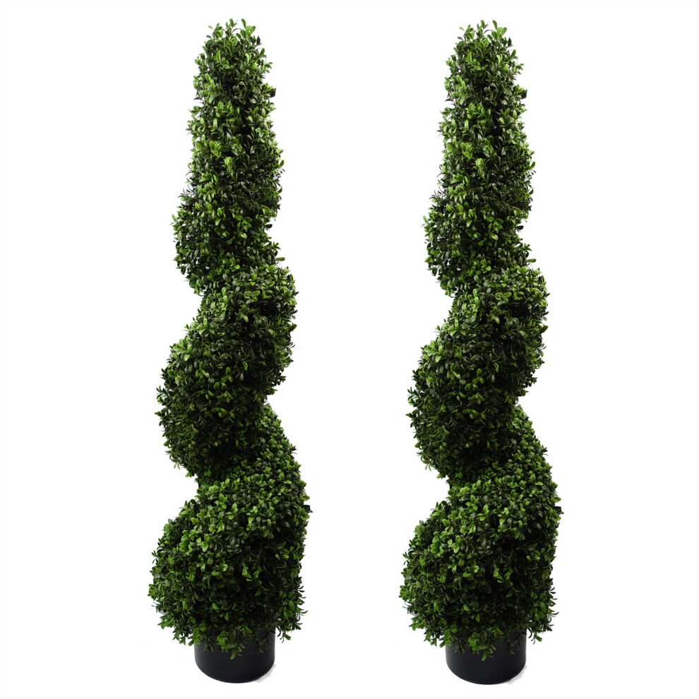 120cm Pair of Spiral Buxus Artificial Tree UV Resistant Outdoor