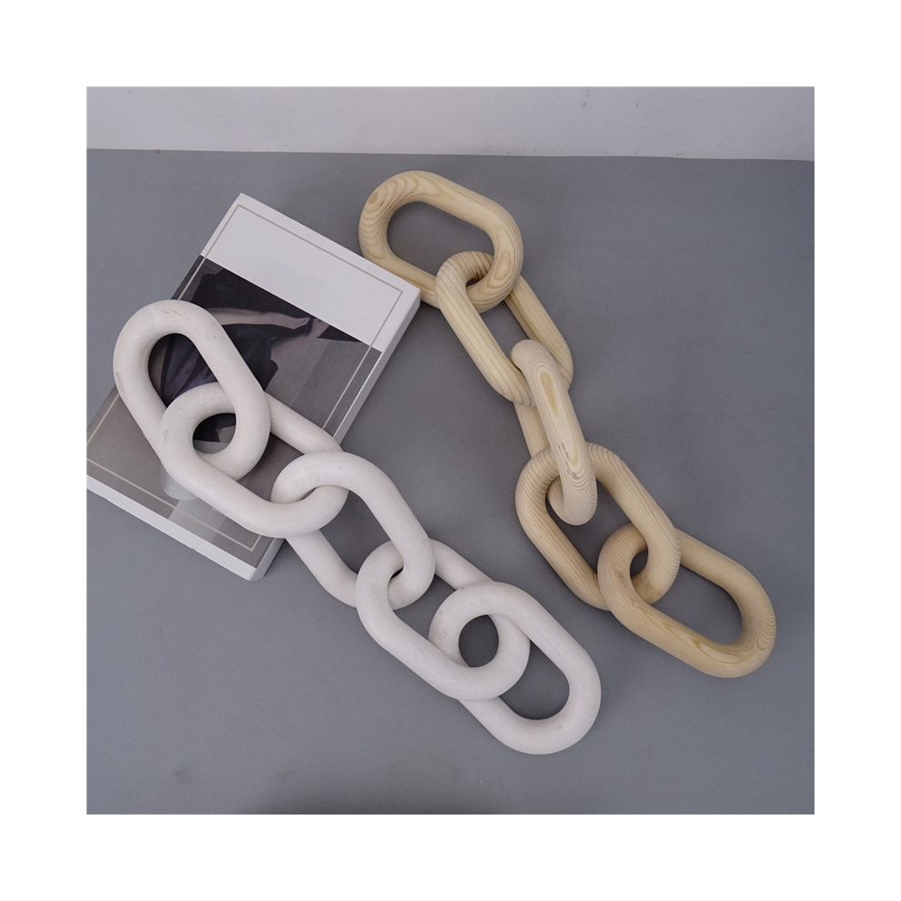 Holzkettenglied, Heimdekoration, Hand, 5-Ring, Kunsthandwerk, Ornament FüR Tisch, Tablett, Bauernhaus, BüRo, Rustikale Wanddekoration, Weiß-image