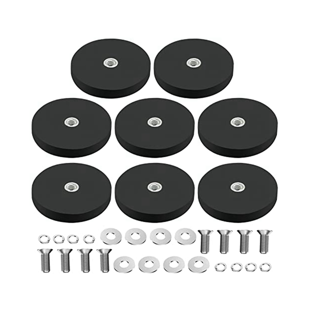 Torribaly Black 8Pack Rubber Coated Magnet Neodymium Base With Coating Ã 43Mm Anti Scratch M6 Male Thread