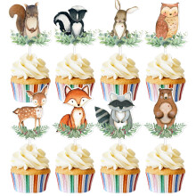 TTDQ 48db Woodland Cupcake Topper Animal Cupcake Toppers Woodland Theme Baby Shower Dekorcik Woodland Creatures Baby Shower