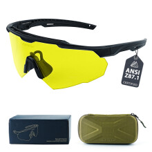 (Keltainen linssi02)Ampumalasit Tactical Anti Fog HD -linssi ANSI Z87.1 -sertifioitu iskunkestävä Cs Airsoft