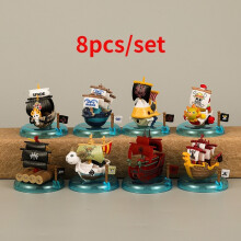 (8kpl)8cm 8kpl/setti Anime One Piece Figuuri Luffy Zoro Sanji Mini Pirate Ship Toimintafiguuri PVC-malli
