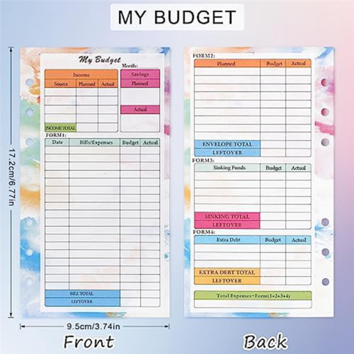A6 Budget Planner Refill 82 Sheets Monthly Weekly Notepad 6 Hole for Binder Cover Save A 2