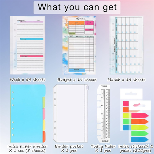A6 Budget Planner Refill 82 Sheets Monthly Weekly Notepad 6 Hole for Binder Cover Save B 2