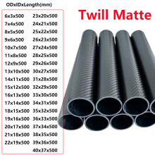(10x7x500mm 2kpl) 3K hiilikuituputki Twill Matte 2 kpl pituus 500MM OD 6-40MM seinämän paksuus 1,5mm