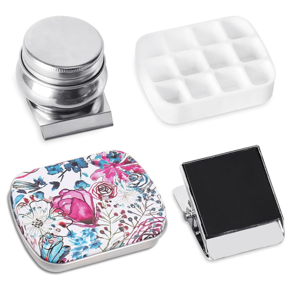 Portable Mini Tin Box,12-Well Empty Watercolor Palette,Small Paint Storage Kits With Magnetic Clip And Oil Pot, B Torribaly