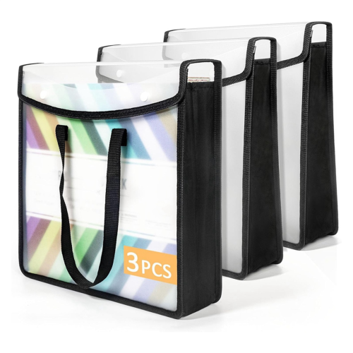 Expandable Scrapbook Paper Storage Organizer, Black for 12 x Sheets, with Portable Handle 2