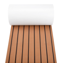 Lámina de espuma EVA autoadhesiva de teca de 6 mm para suelo de tarima sintética para barco, yate, color marrón, 240 x 45 cm