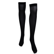 Paar zwarte, modieuze, eenvoudig ontworpen, effenkleurige overknee-kousen voor dames