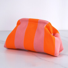 (oranssi-vaaleanpunainen)Summer Beach Clutch Laukku naisille Kudotut Virkatut Käsilaukut Kukkarot Neulominen Dumpling