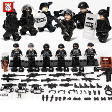 (6pcs-A) 6pcs Black Special Forces Special Forces Small Particle Military Building Blocks Toy Mini Figures Kids Toy