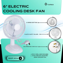 6" Cooling Desk Fan 2 Speed Cool Home office White Pedestal Standing
