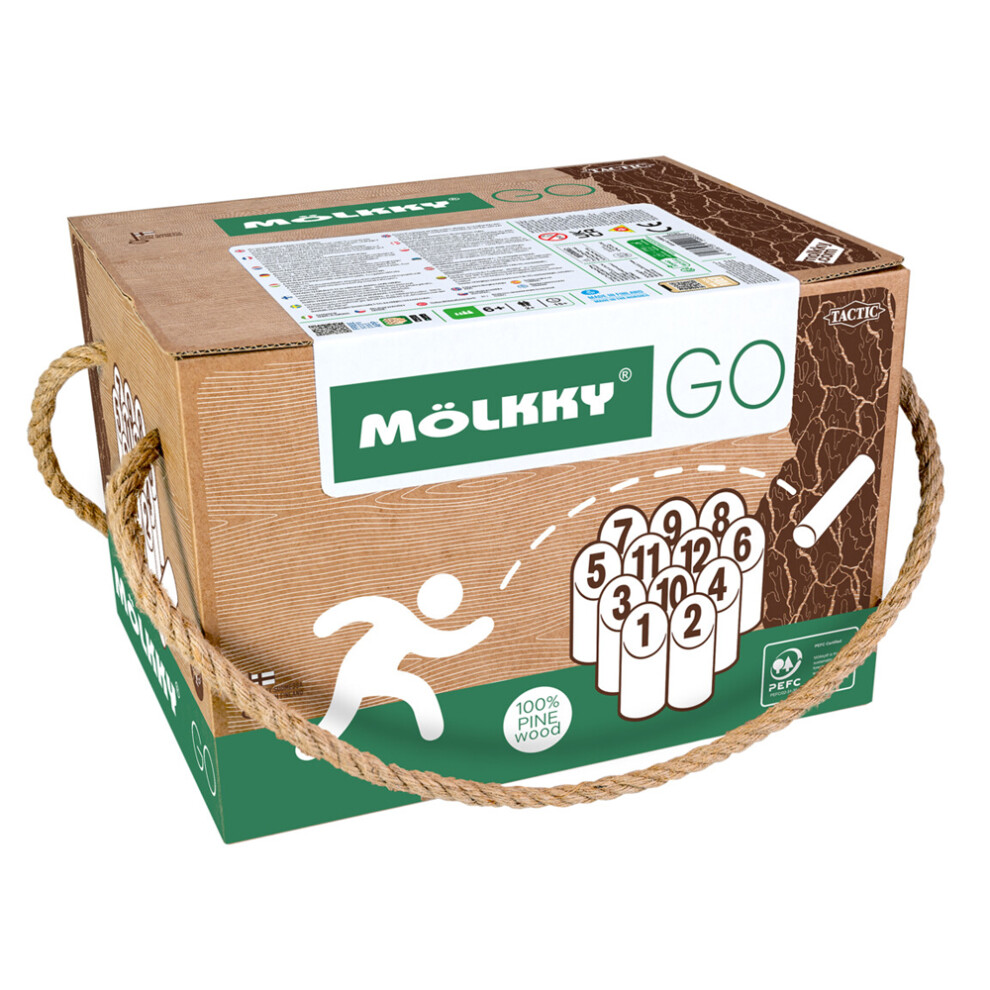 Tactic Games Mölkky Go - Full-Size Skittles Game In Cardboard Box