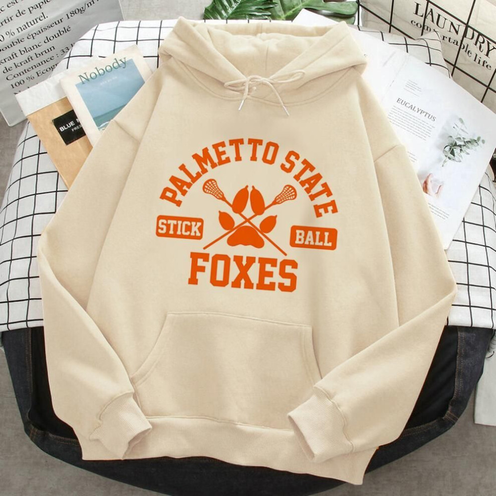 (M, beige) Palmetto State Foxes Hoodies For Women Unisex Gothic Pullover Korean Style Kawaii Hoodie All For The Games High Quality Classic Simple