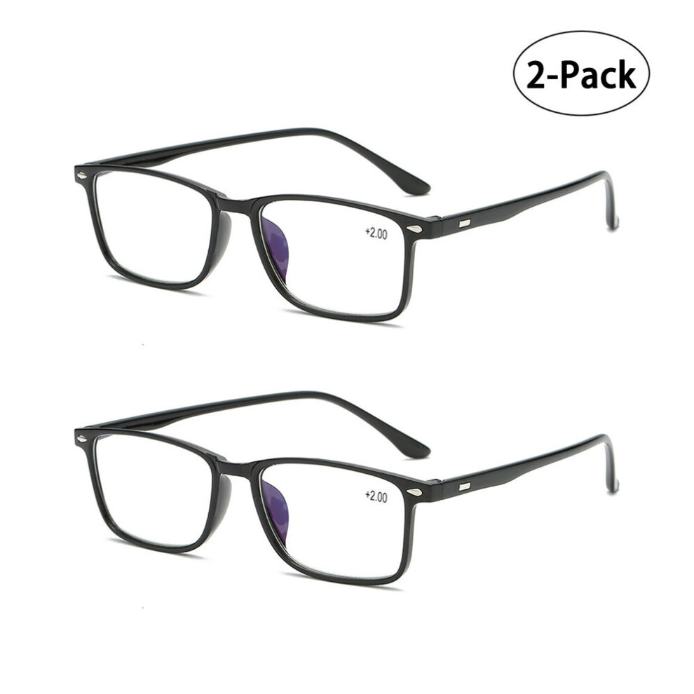 (Black, 4.00) 2*Unisex Reading Glasses Men Women Anti Blue Light Reader 1.0 1.5 2.0 2.5 3.0-image-OPC-PHFB7SQ-NEW