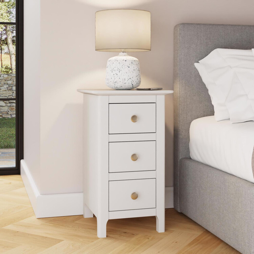White 3 Drawer Bedside Table Storage Unit