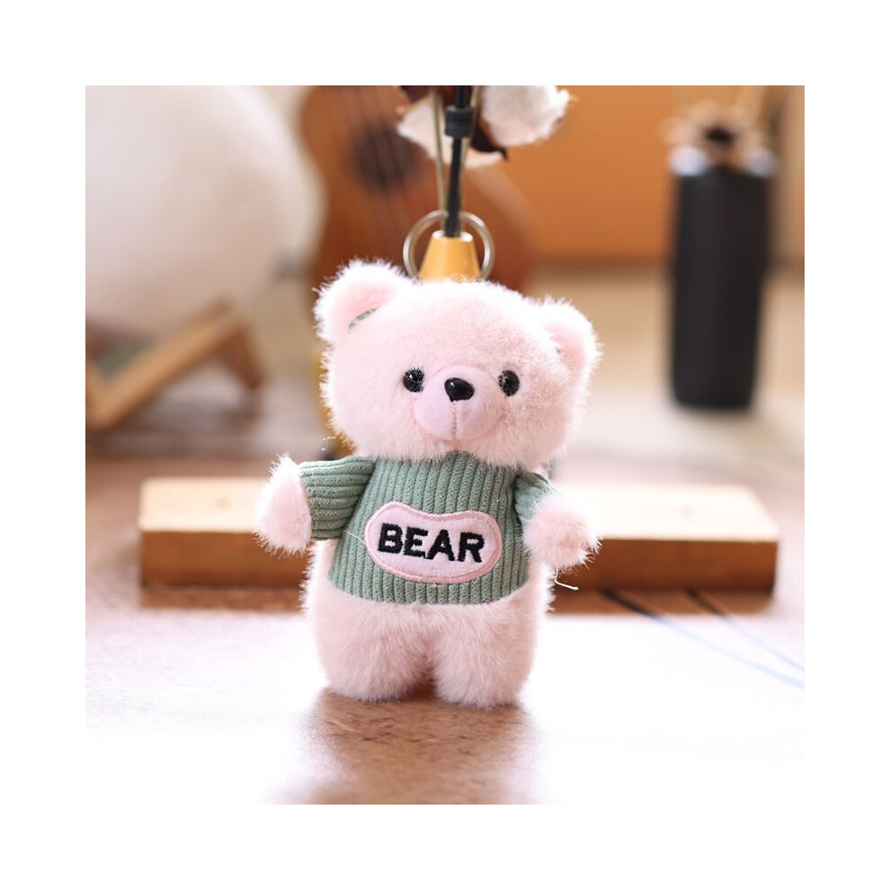 (Pink)Vêtements ours peluche pendentif sac accessoire porte-clés animal dessin animé jouet poupée