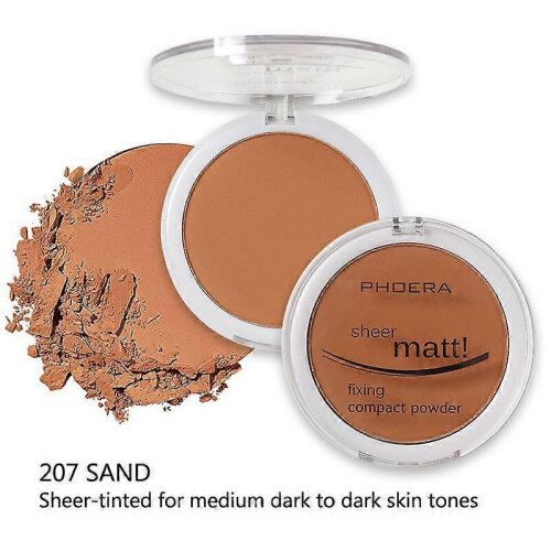 (Sand) Phoera Matte Setting Compact Pressed Powder Face Foundation Make Up Base Fixer