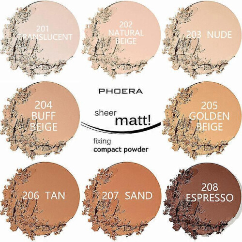 (Translucent) Phoera Matte Setting Compact Pressed Powder Face Foundation Make Up Base Fixer 2