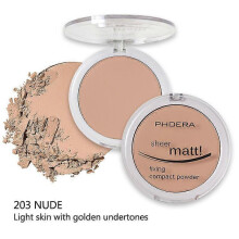 (Nude) Phoera Matte Setting Compact Pressed Powder Face Foundation Make Up Base Fixer