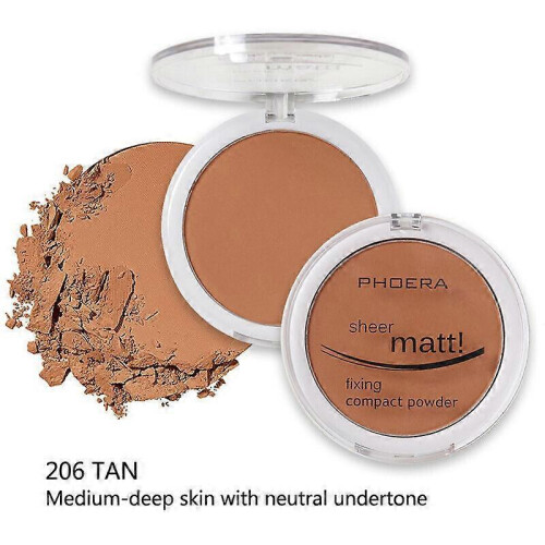 (Golden Beige) Phoera Matte Setting Compact Pressed Powder Face Foundation Make Up Base Fixer 2