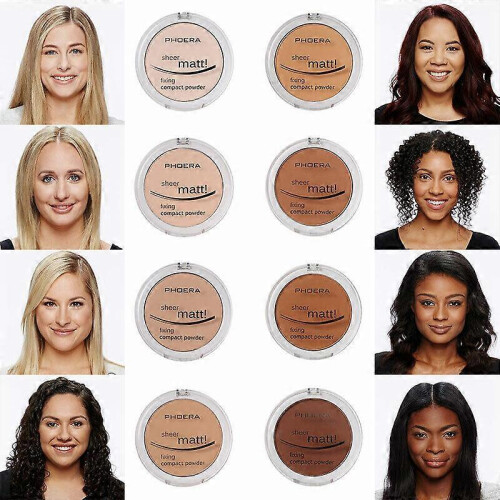 (Golden Beige) Phoera Matte Setting Compact Pressed Powder Face Foundation Make Up Base Fixer 1