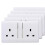 Trendi Switch Trendi Switch 2 Gang Artistic Modern Glossy 13 Amp Electrical Long Switched Plug Socket White x5 1