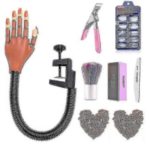 2025 Nail Practice Hand Compatible with Acrylic Nails-flexible Nail Training Hand Kit, Fake Mannequin Model Training Hand with 300 Pcs Nail Tips, N_ZK