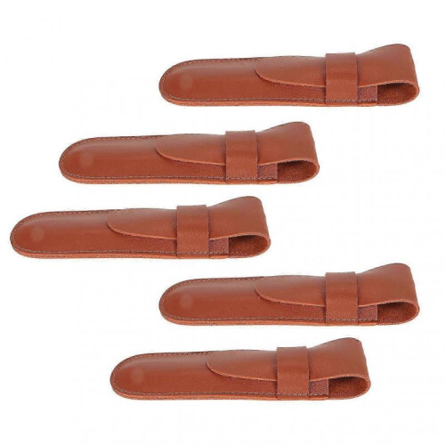 2025 5PCS Clipper Case Portable Exquisite Texture Brown Comfortable Touch Protective Sheath for Barber 2