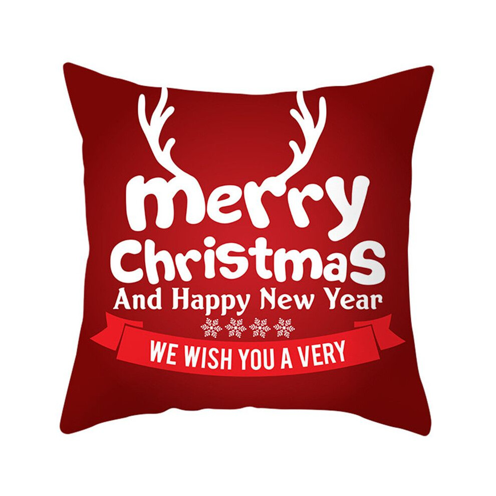 (Antlers)Taie d'oreiller rouge Noël housse de coussin taie d'oreiller Noël canapé décoration intérieure