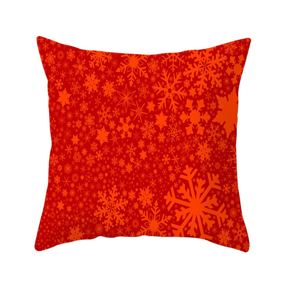 (Orange Snow)Taie d'oreiller rouge Noël housse de coussin taie d'oreiller Noël canapé décoration maison