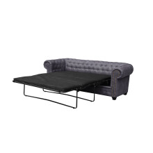 Astor Chesterfield Style Sofa Bed 3 Seater Grey Faux Leather