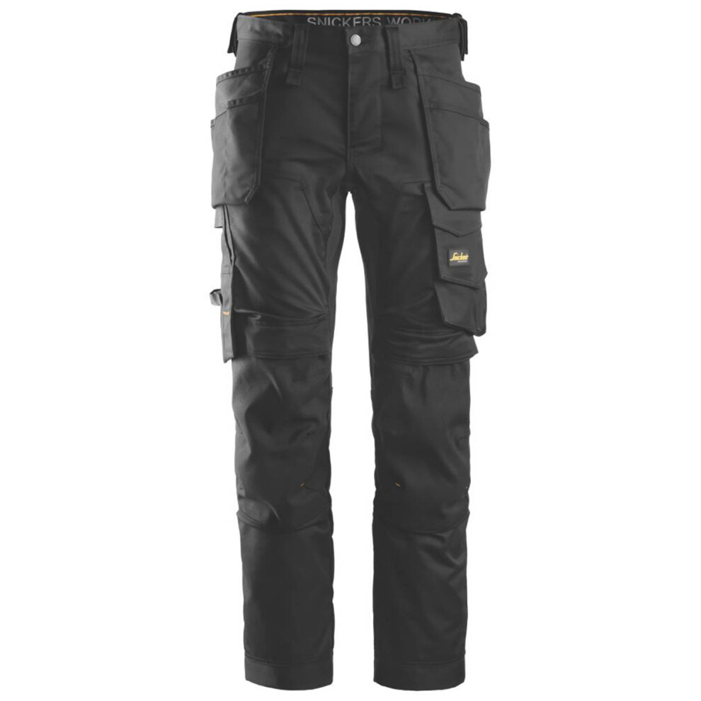 Snickers Mens Work Trousers Black Stretch Slim Fit Holster Pockets 31" W 30" L