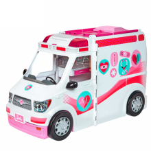 Barbie FRM19 Careers Care Clinic Ambulance, Play, Role Model, Lights and Sounds, Lots of Accessories Vehicle, Multi-Colour, Norme