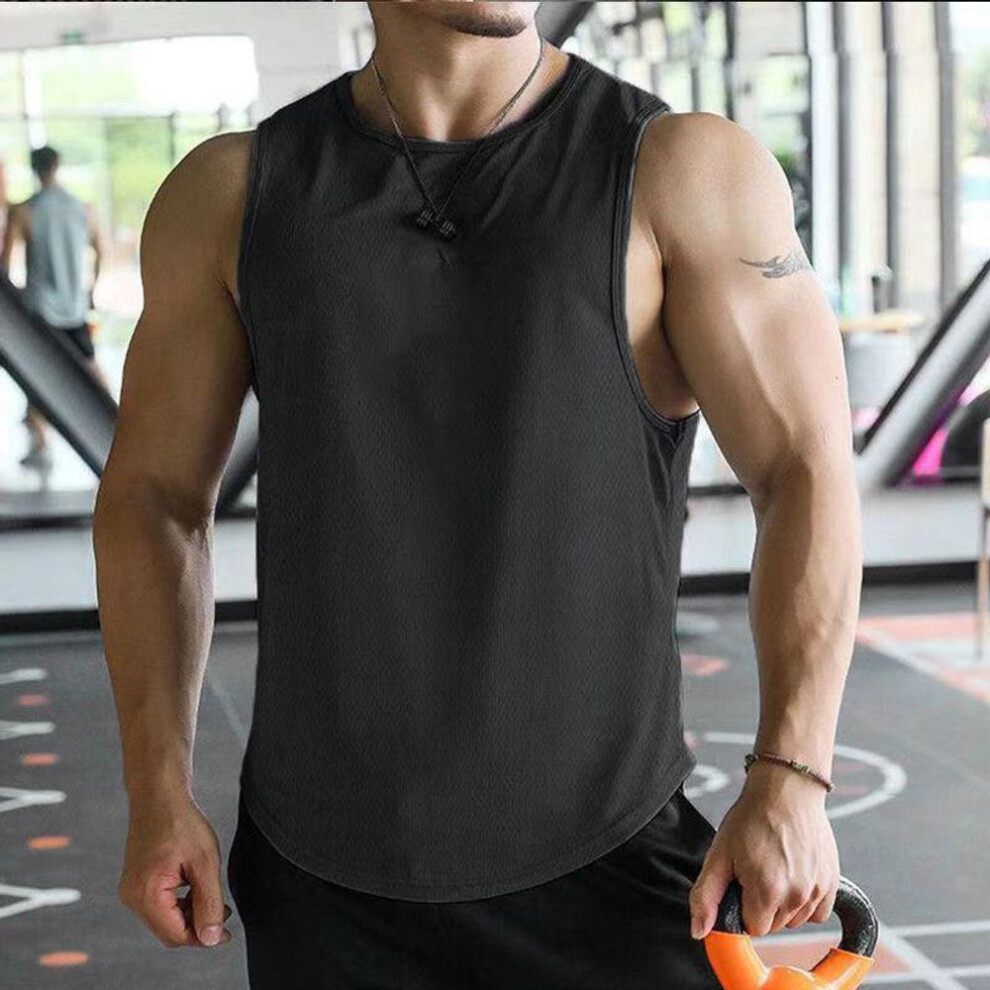 (black, XXXL) Men's Quick-dry Fitness Vest - Sleeveless Waistcoat For Basketball, Running, And Training
