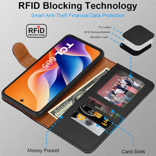 TCL 605 Case with 3 Card Slots, RFID Blocking Wallet Phone Cover 2