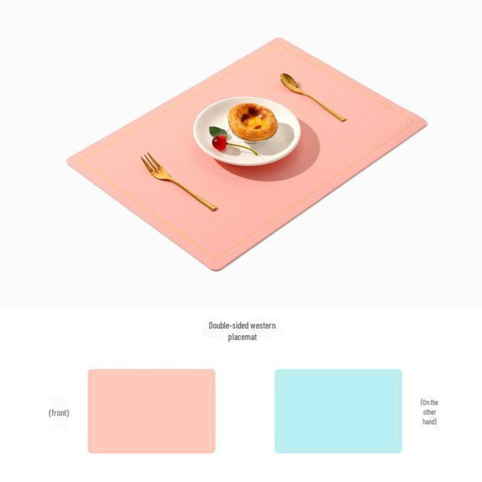 (pink) 2023 Dual-color Square Pvc Leather Dining Mat - Non-slip, Insulated Table And Bowl Mat