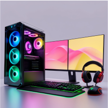 Gaming PC Bundle: i7 16GB RAM 1TB+128GB SSD GT730 2GB/ 2x22 Dual Win 11 Black