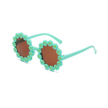 (BLANCO) Gafas de sol de girasol para niños, gafas para bebés, aro de flores de moda, protector solar, gafas de