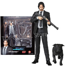 (16cm con caja)Mafex 085 JOHN WICK Capítulo 2 con perros Figura de acción Muñeca Horror Halloween PVC Coleccionable