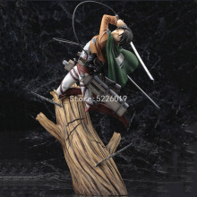 (28 cm sin caja minorista) Ataque a los Titanes Levi Ackerman Figura de acción Anime Kawai Eren Jaege Mikasa Ackerman