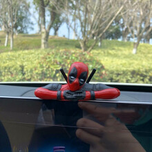 (2) Figura de acción de Deadpool de anime, decoración interior de coche, juguetes, modelo sentado, minifigura