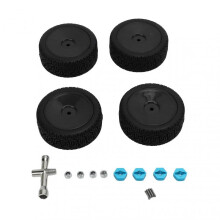 4pcs 1/10 RC Tires Set Rubber Strong Buffering High Wear Resistance Durable Wheels Set for 1/10 Flat Sports Car Black