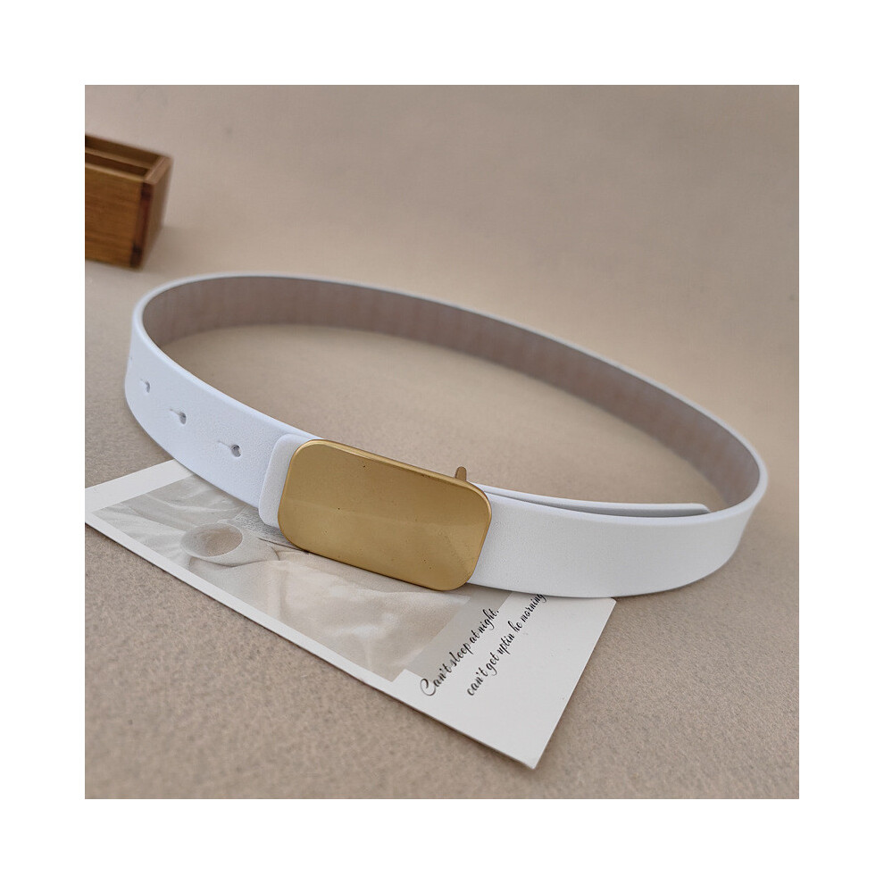 (White, 95cm) Leather Sophisticated Women Wide Belt With Alloy Buckle For Wears Dress Office-image-OPC-PHFD5M9-NEW