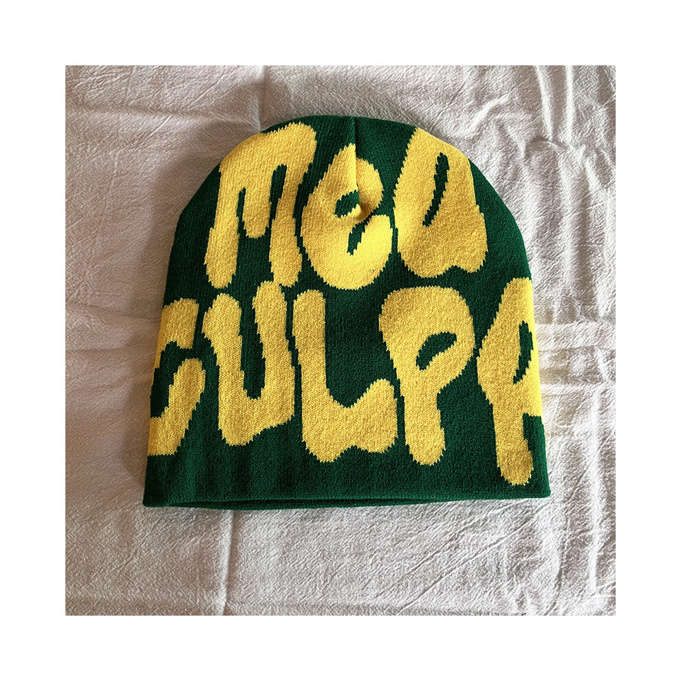 (GreenYellow) Letter Cap Yarn Beanie Adult Warm Knitted Hat For Casual Daily Use Street Style-image-OPC-PHFD6P8-NEW