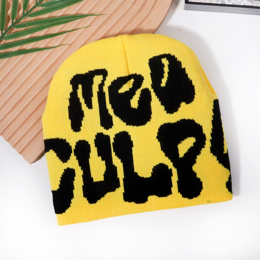 (Yellow) Alphabet Versatile Beanie Knit Hat For Urban Fashion And Riding Use Outdoor-image-OPC-PHFD6YN-NEW