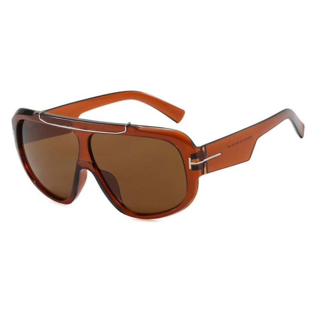 (brown) Women Sunglasses Large Frame Personalized Punk Design Sunglasses Windproof In Trend Outdoor Sun Protection Sunglasses For Women