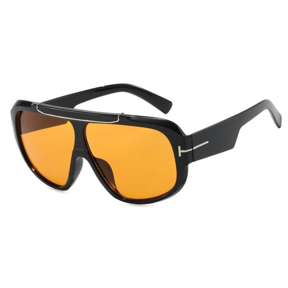(yellow) Women Sunglasses Large Frame Personalized Punk Design Sunglasses Windproof In Trend Outdoor Sun Protection Sunglasses For Women